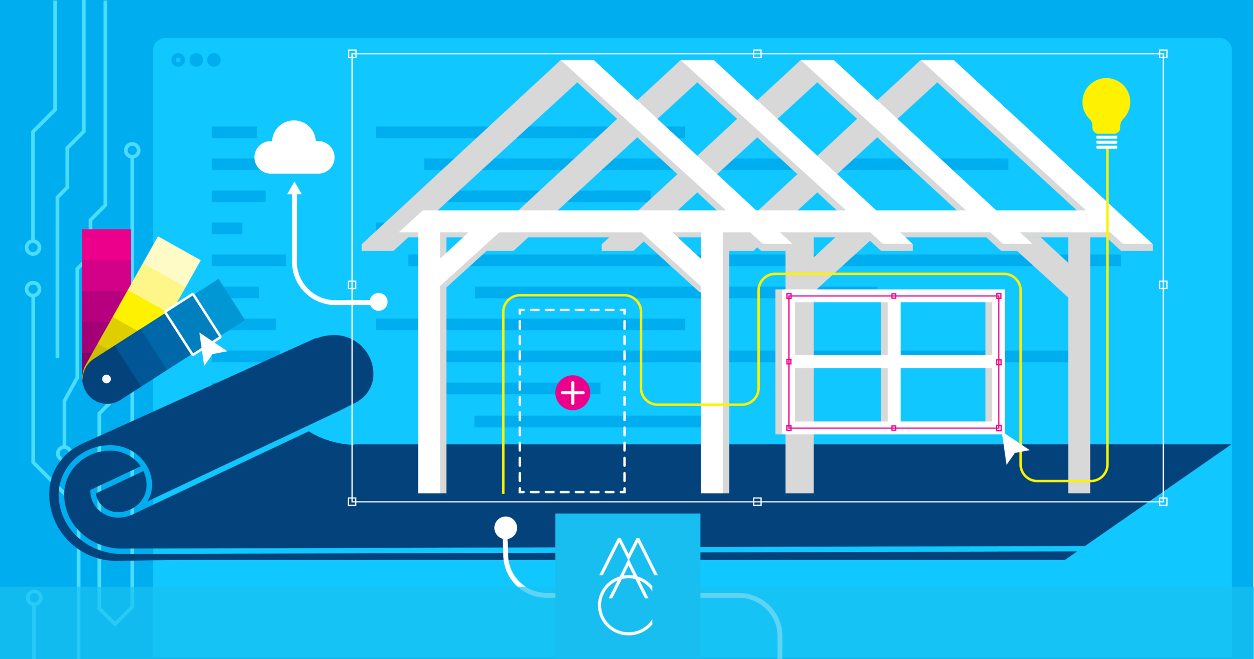 Illustration of a house in construction.