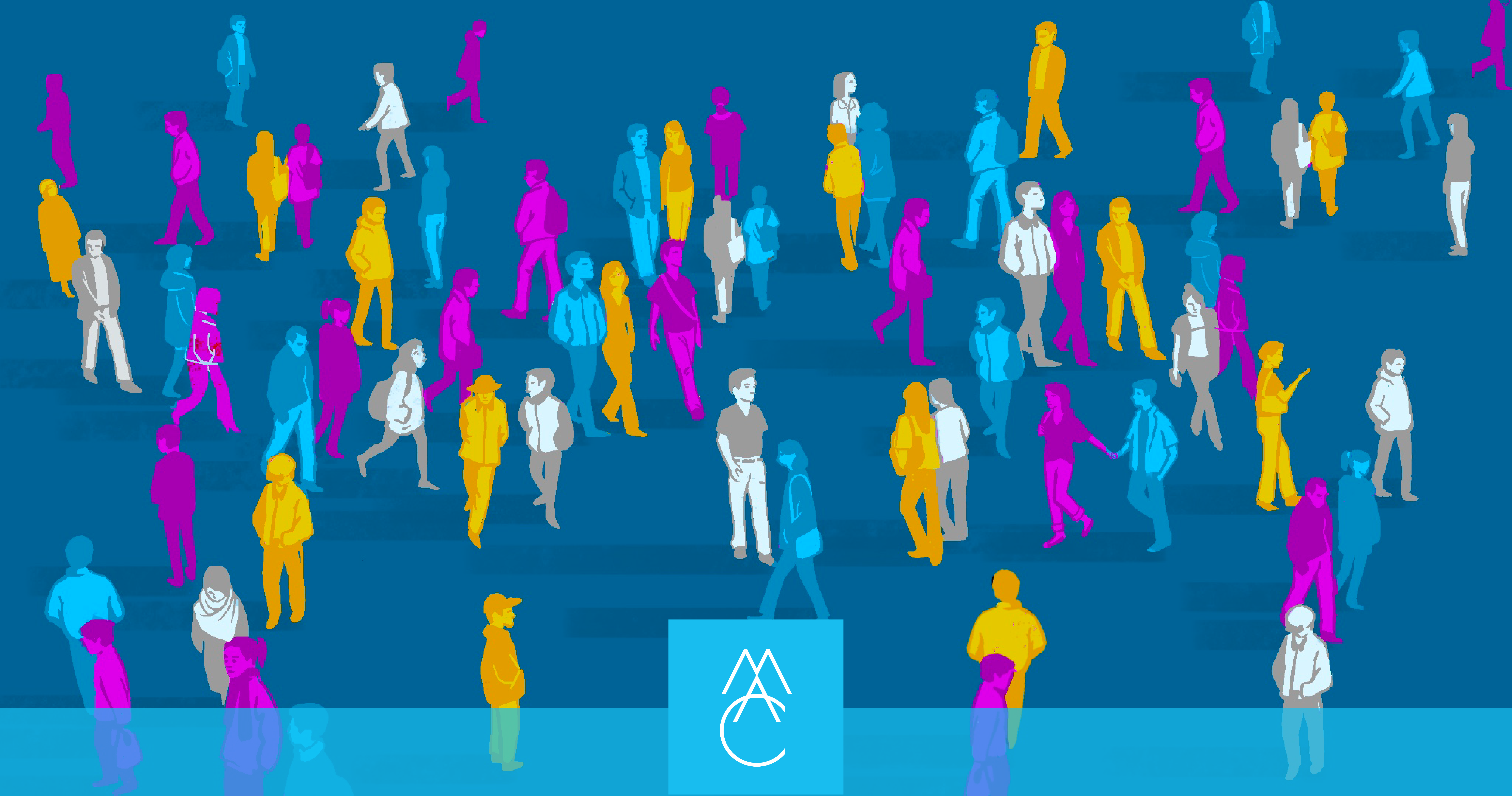 Illustration of people walking in a crowd